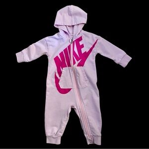 Nike Baby Pink Zip Hooded Tracksuit/Romper-9M